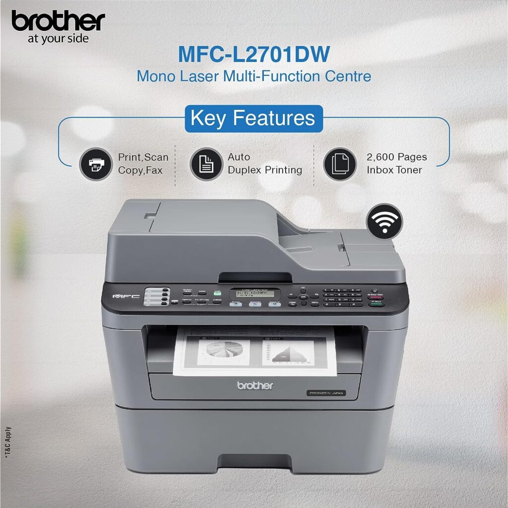 Brother MFC L2701DW Multi-Function Monochrome Laser Printer with Auto Duplex Printing & Wi-Fi - Image 2