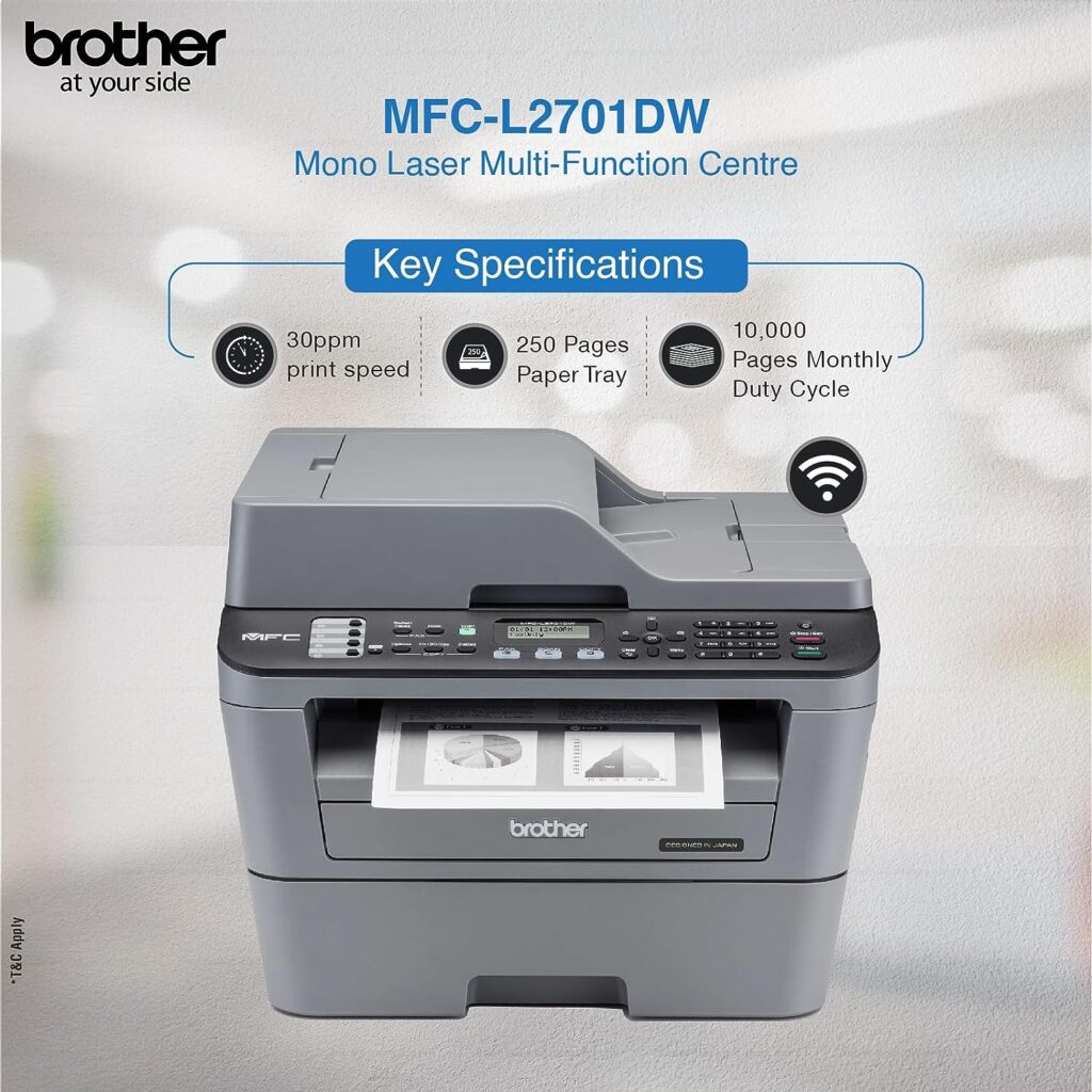 Brother MFC L2701DW Multi-Function Monochrome Laser Printer with Auto Duplex Printing & Wi-Fi - Image 3