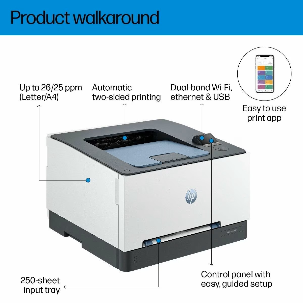 HP Color LaserJet Pro 3203cdw Printer – Wireless Duplex Color Laser Printer - Image 3
