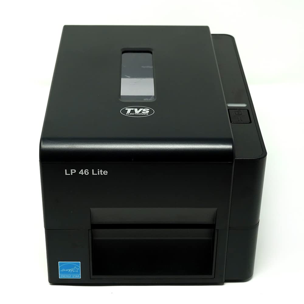 TVS LP 46 Lite 4inch Thermal Label Printer, Print Speed 150 MMs, Ribbon Capacity of 300 Meters, Compact Design, Resolution of 203 dpi, USB