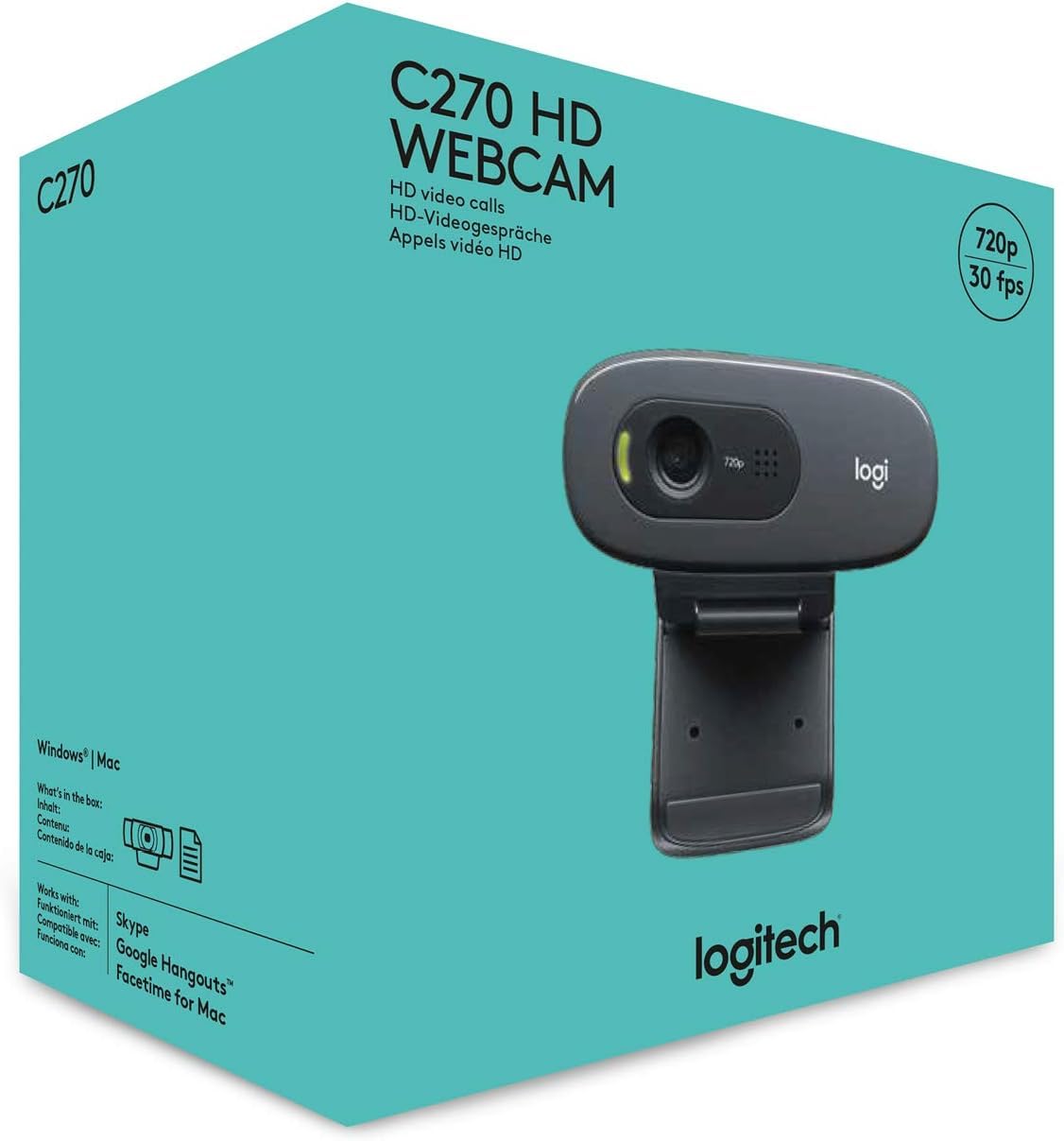 Logitech C270 HD Webcam | Clear 720p Video Calling & Noise-Reducing Mic