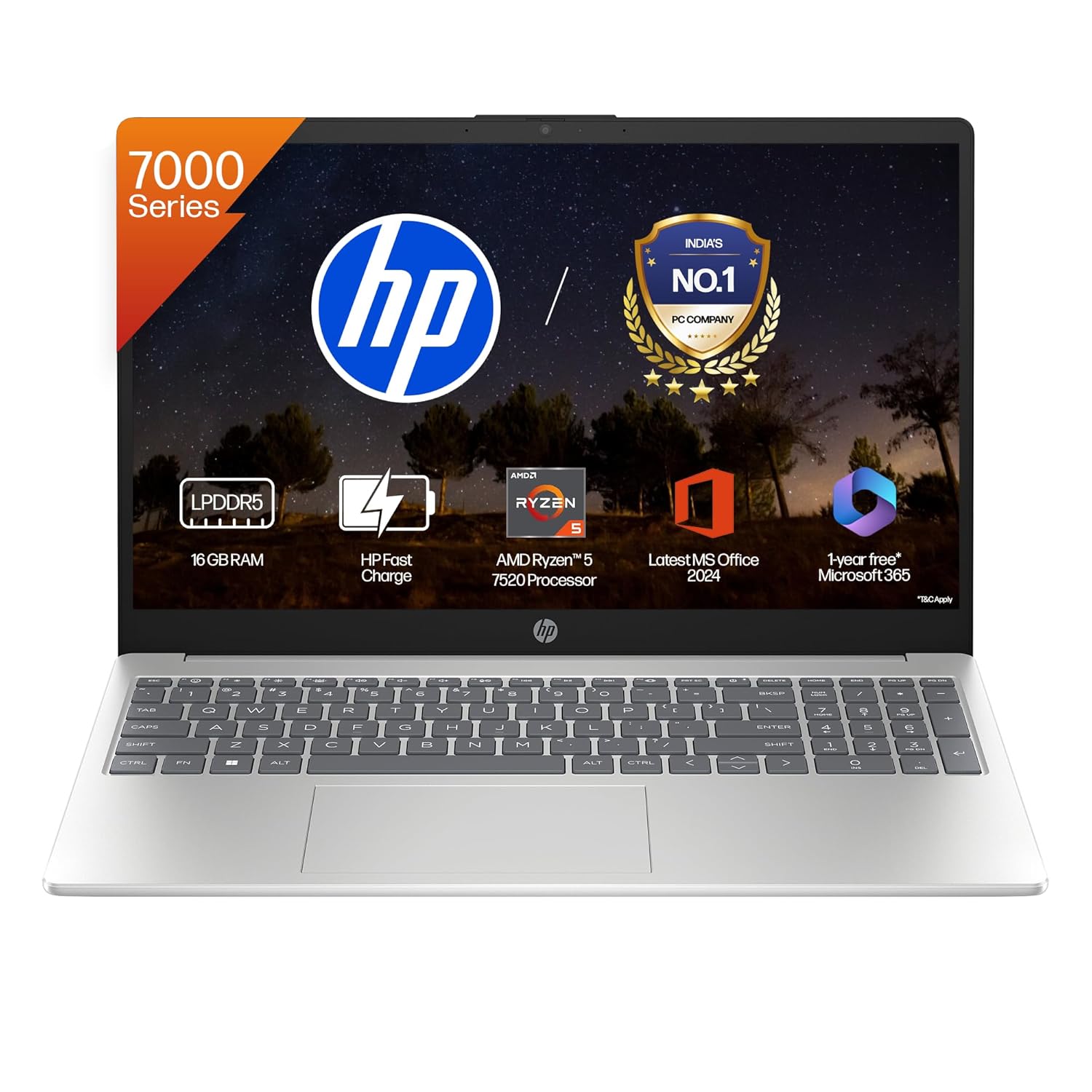 HP 15 FC0690AU Laptop | AMD Ryzen 5 7520U, 16GB RAM, 512GB SSD, Windows 11, MS Office 2024